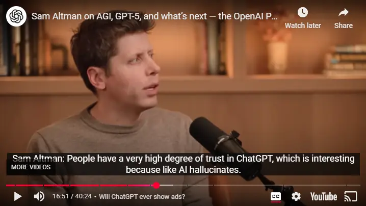 sam altman geen blind vertrouwen in chatgpt